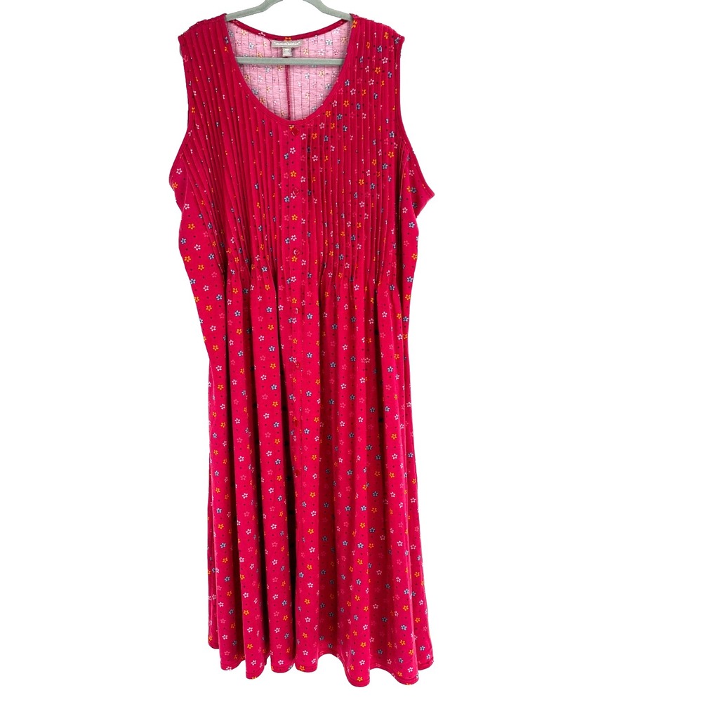 Woman Within Plus Size Floral Maxi Dress Sleeveless Pintuck Pink 2X 26/28 Spring